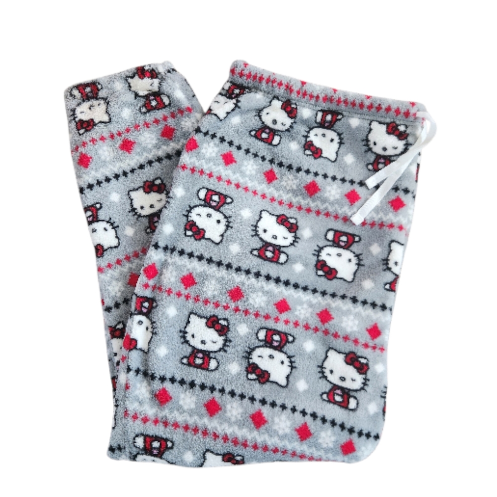 NWT Hello Kitty Women's Plush Winter Patterned Pajama Pants, Plus Size 3x